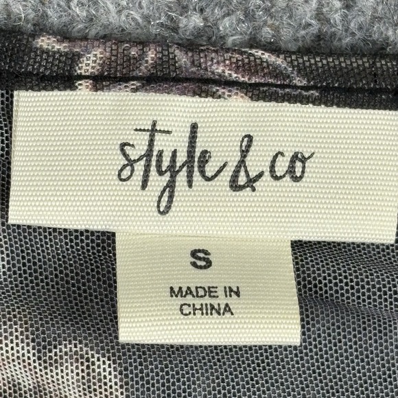 Style & Co Dress Women S Black Floral Bell Sleeve Boho Sheer Overlay Whimsigoth - Picture 10 of 14